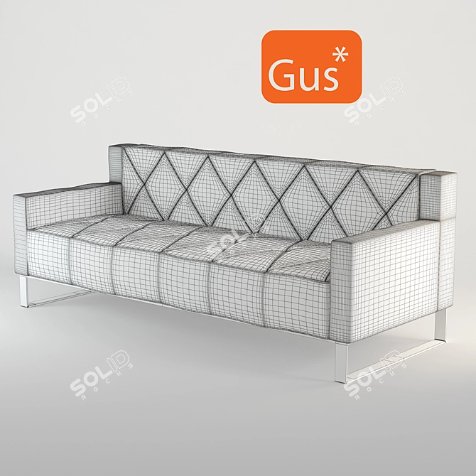 Sophisticated Diamond-Quilted Thatcher Sofa 3D model image 2