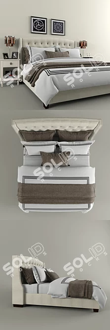 Restoration Hardware Warner Tufted Bed 3D model image 2