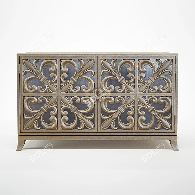 Urban Elegance Chest: Handcrafted Solid Poplar Wood & Mirror 3D model image 1