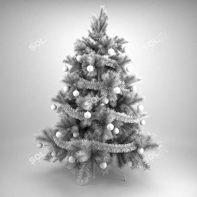Festive High Poly Christmas Tree 3D model image 2