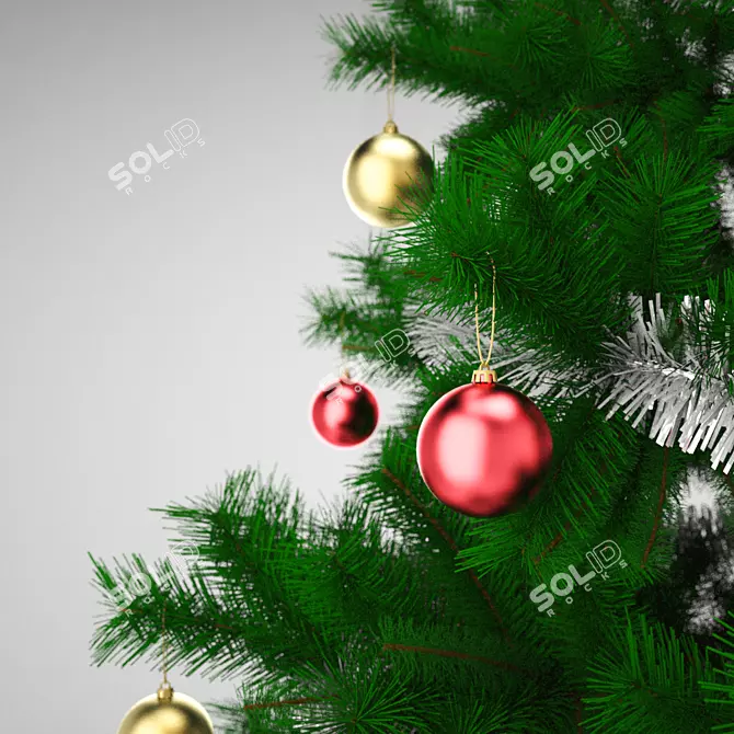 Festive High Poly Christmas Tree 3D model image 3