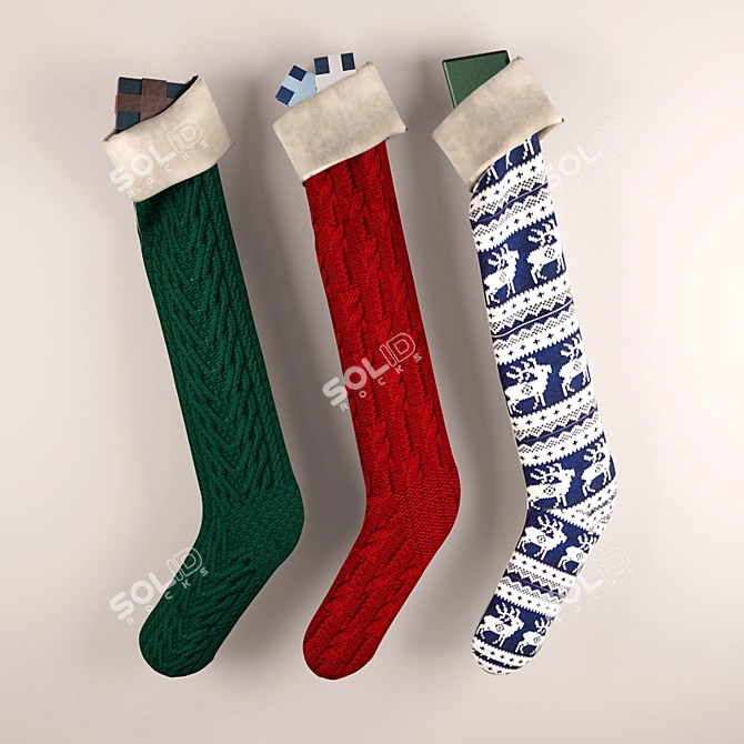 Festive Fireplace Decor Socks 3D model image 1