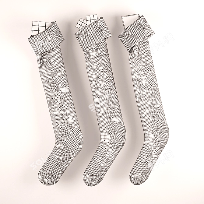 Festive Fireplace Decor Socks 3D model image 2