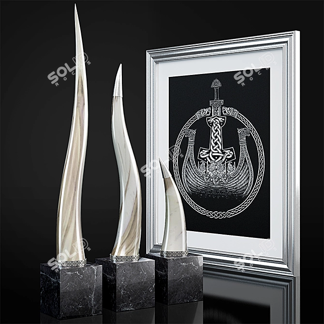 Polished Horn Sculpture: Elegant Table Decor 3D model image 1