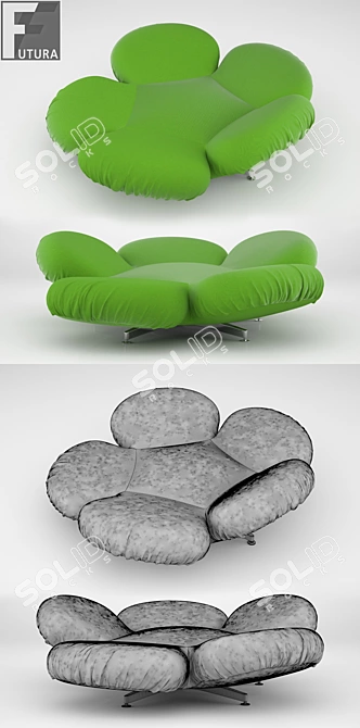 Futura Free Girevole Sofa: Italian Design, 220cm Diameter, Height 38cm 3D model image 3