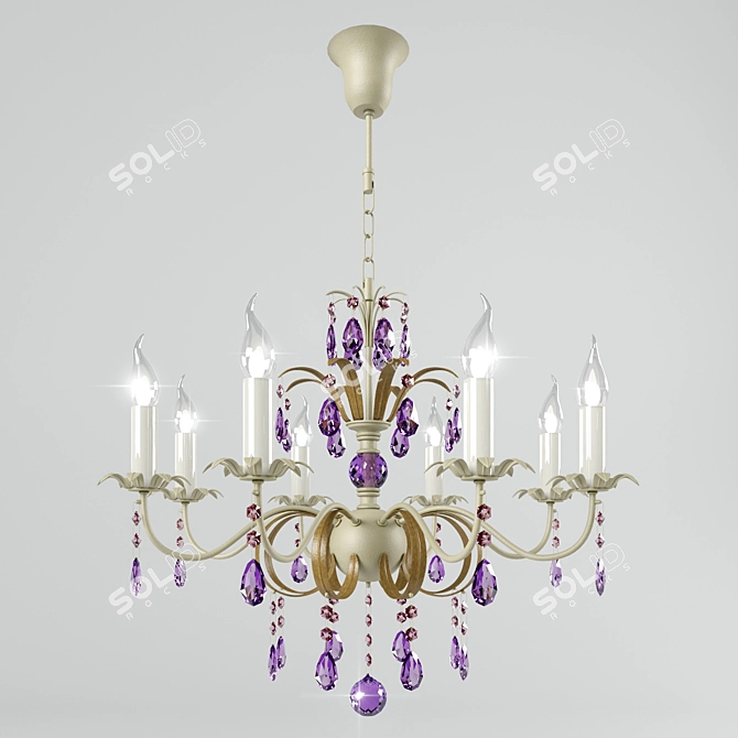 Italian Eight-Light Glass Chandelier 3D model image 1