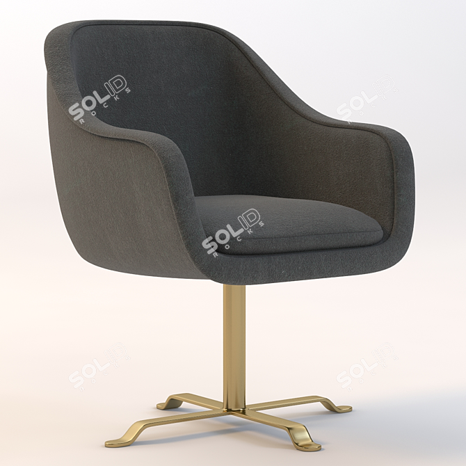 Elegant Bronze Bumper Lounge Chair 3D model image 1