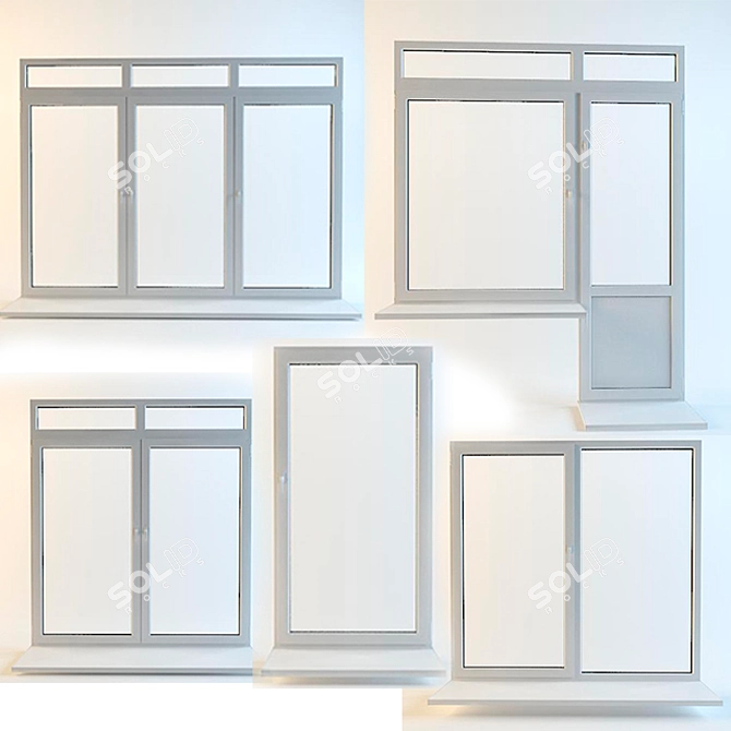 Elegant Glass Window 3D model image 1