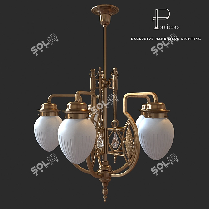 Patinas Handcrafted Brass Chandelier 3D model image 1