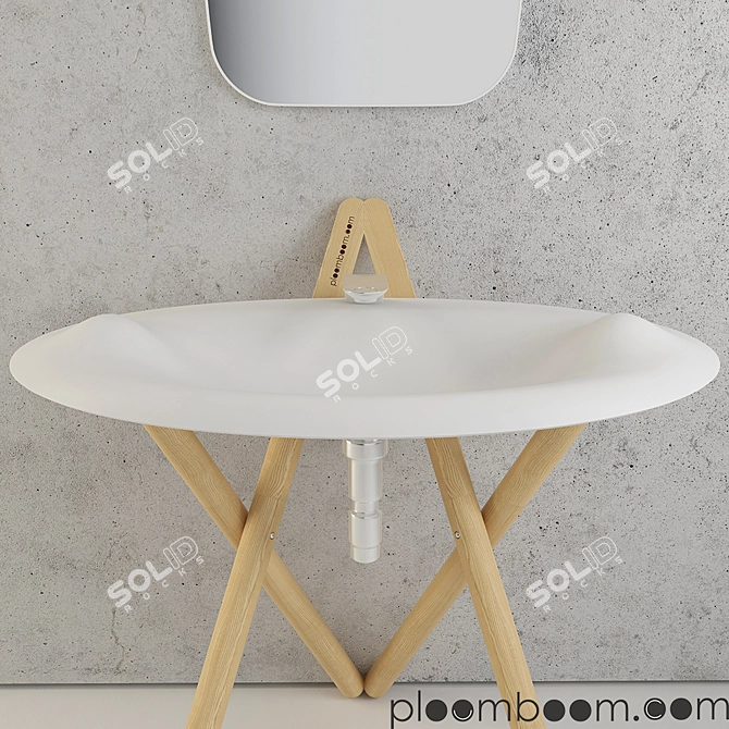 Modern White Acrylic Sink 3D model image 2