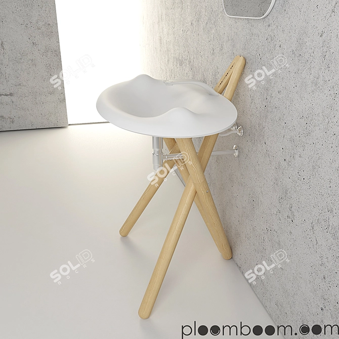 Modern White Acrylic Sink 3D model image 3