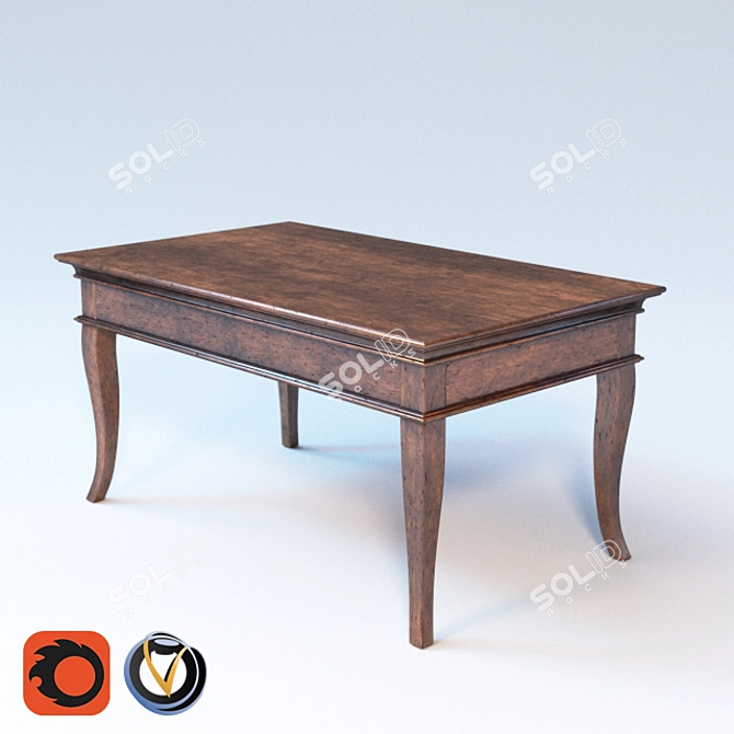 Modern Wooden Coffee Table 3D model image 1