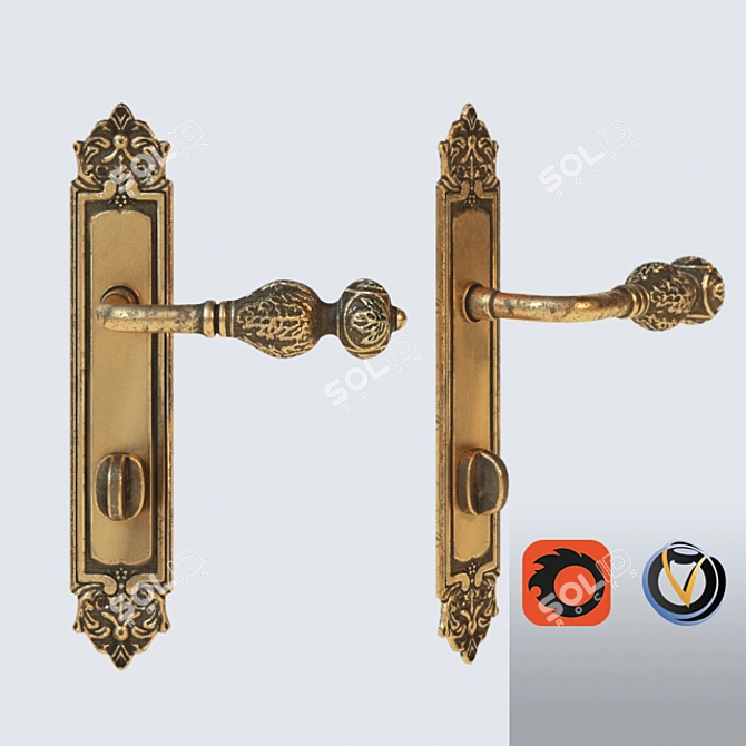 Sleek Metallic Door Handle 3D model image 1