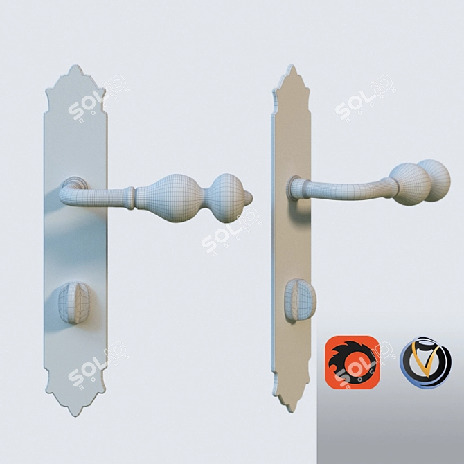 Sleek Metallic Door Handle 3D model image 2