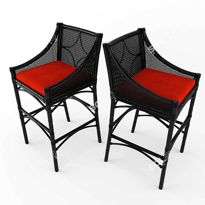Elegant Woven Bar Chair 3D model image 2