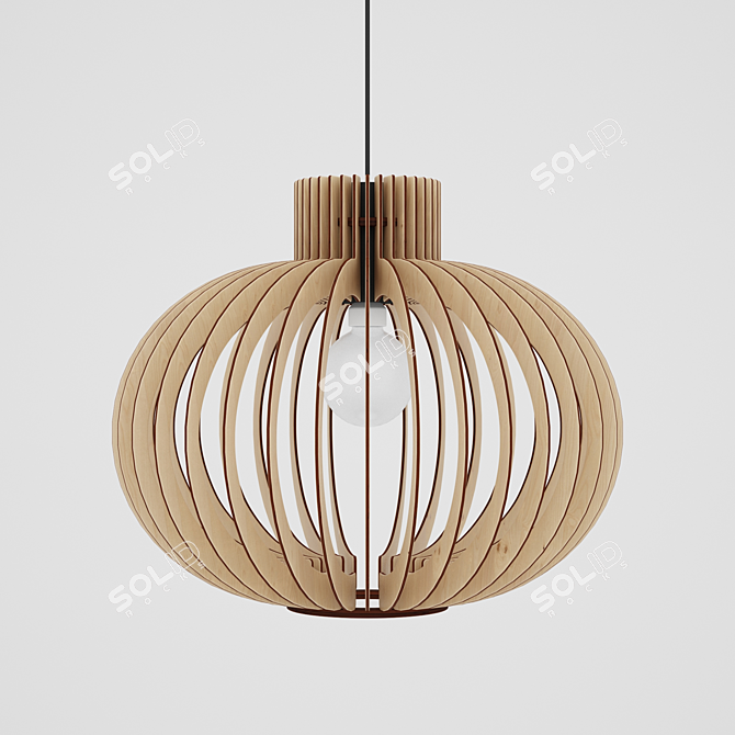 Nordic Wood Pendant Lamp 3D model image 1