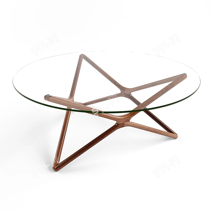 Triple X Glass Top Walnut Coffee Table 3D model image 1