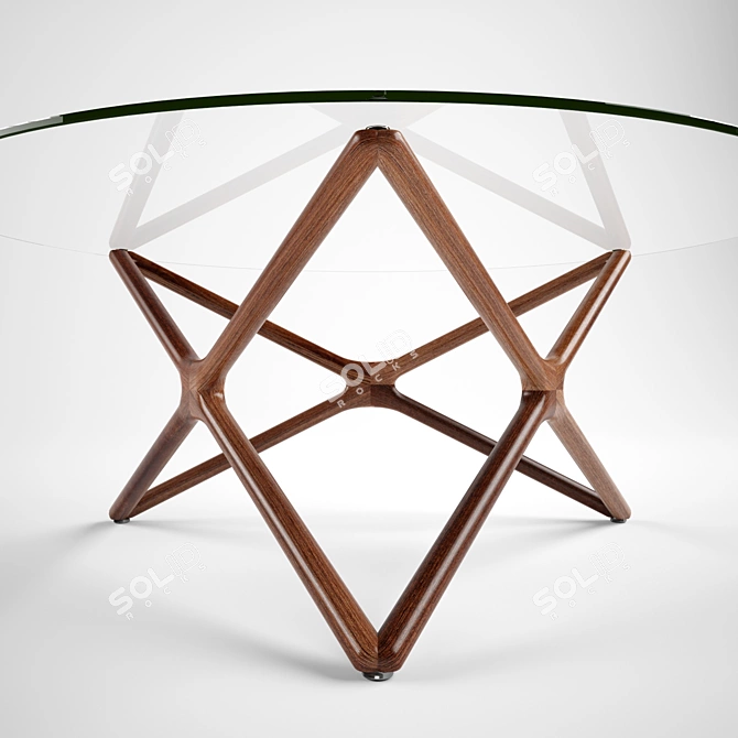 Triple X Glass Top Walnut Coffee Table 3D model image 2