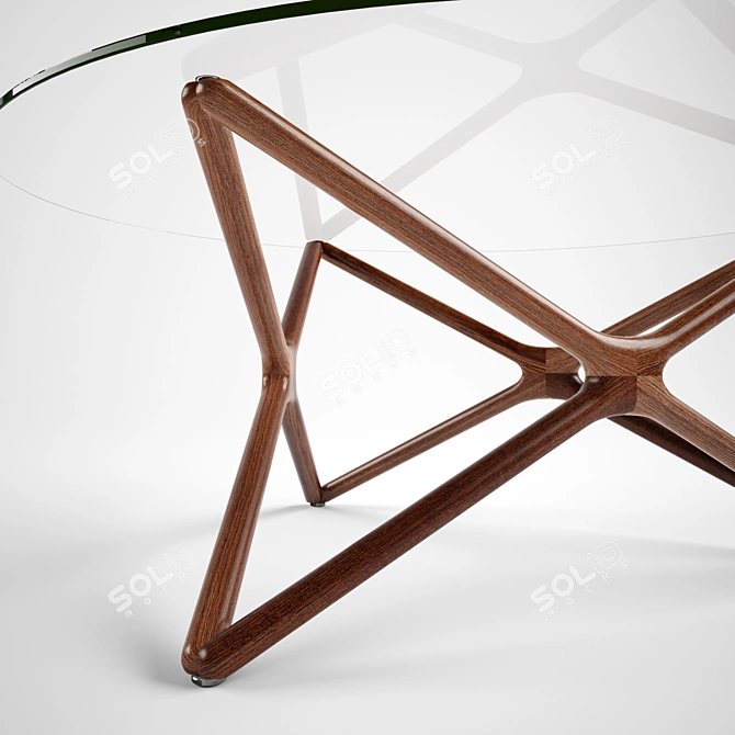 Triple X Glass Top Walnut Coffee Table 3D model image 3