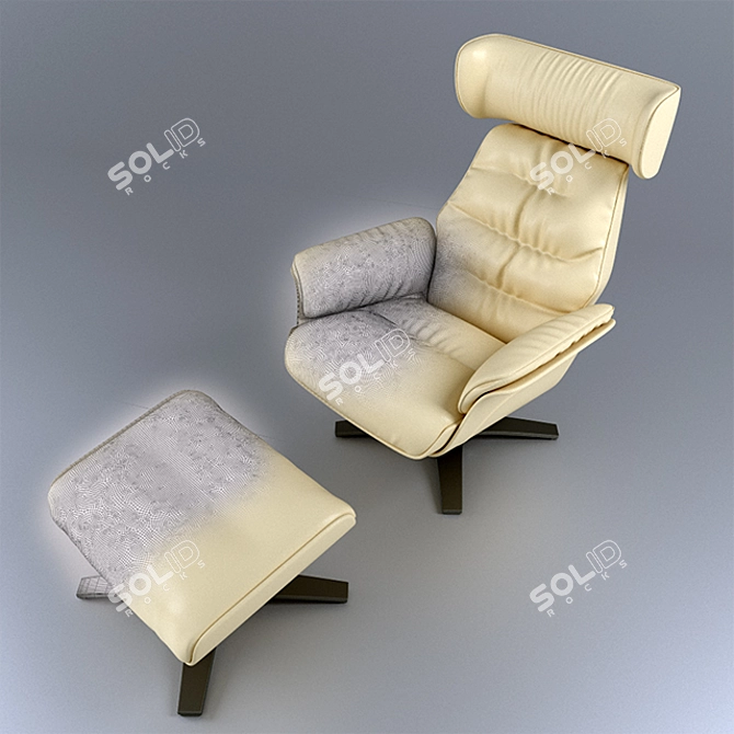Elegant Leather Recliner Set 3D model image 2