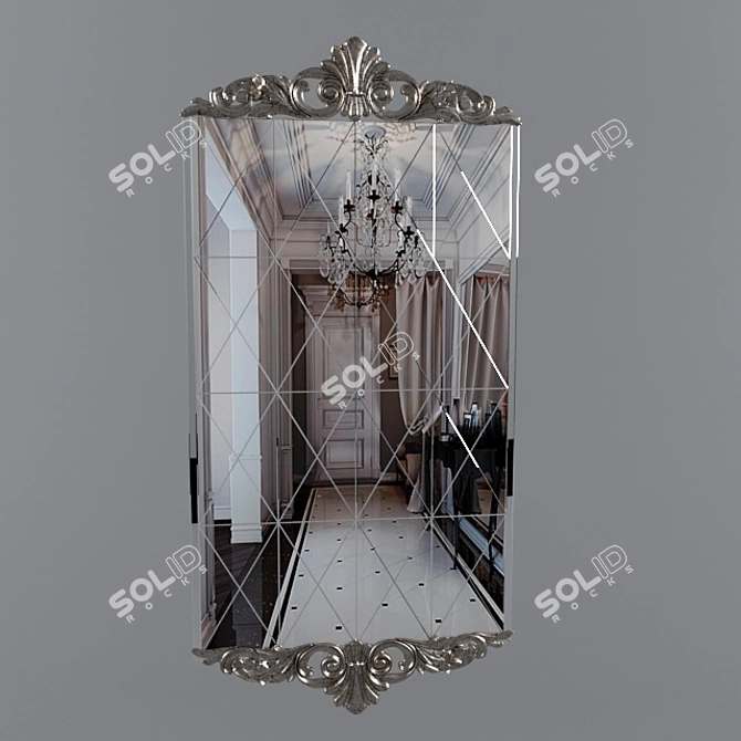 Sophisticated Framed Mirror 3D model image 2