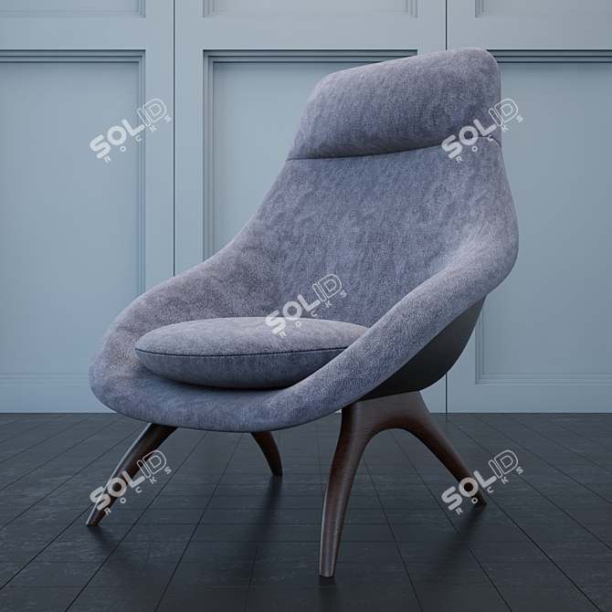 Gemini Lounge Chairs: Nutwood & Plastic Frame 3D model image 1