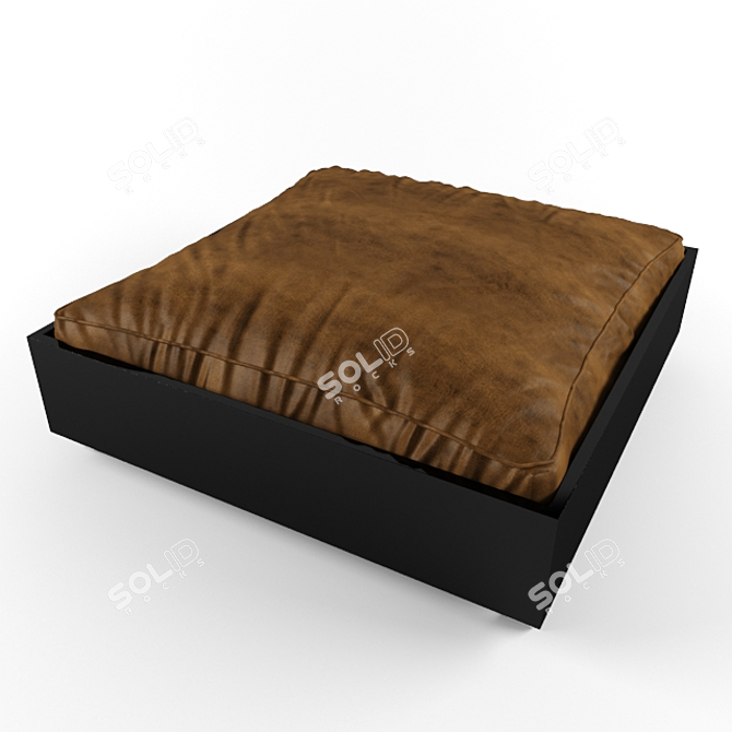 Modern Leather Pouf: Sleek, Stylish Comfort 3D model image 2