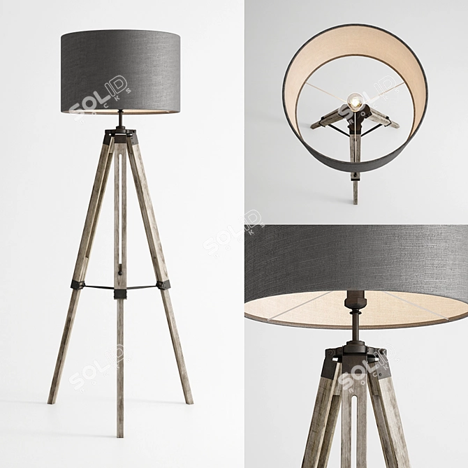 Harley Tripod Floor Lamp: Sleek and Stylish Lighting 3D model image 1