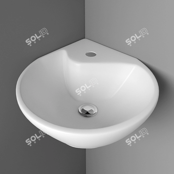 Sleek Corner Washbasin: Devit 3D model image 1