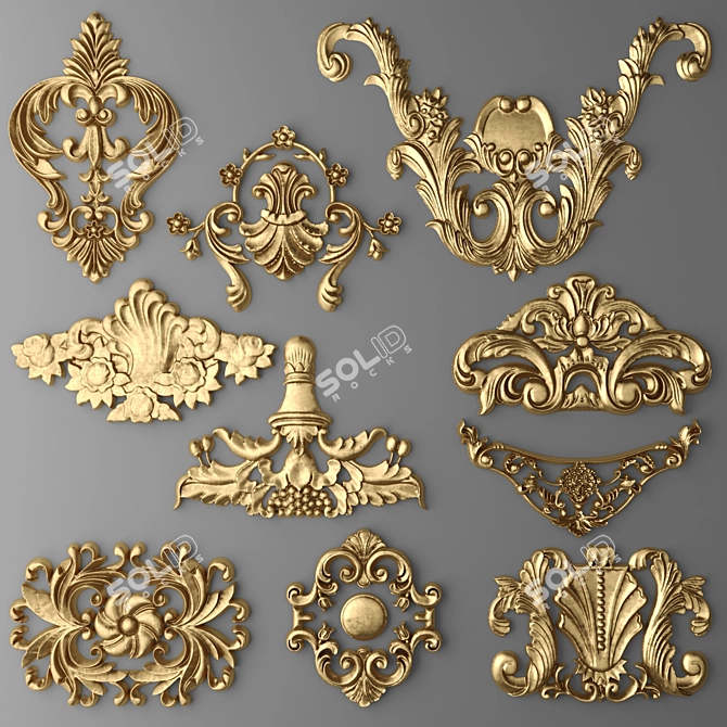 Stunning Stucco Decor Set 3D model image 1