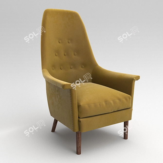 Luxurious Alistair Velvet Chair 3D model image 1