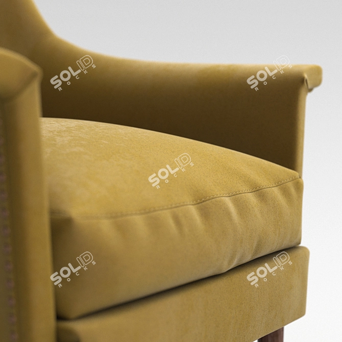 Luxurious Alistair Velvet Chair 3D model image 2