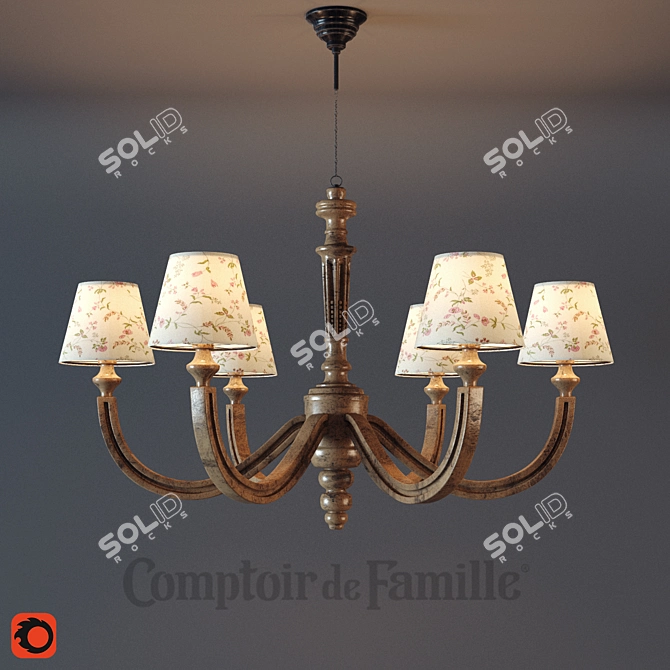 Rustic Pine Chandelier (Celeste) 3D model image 1