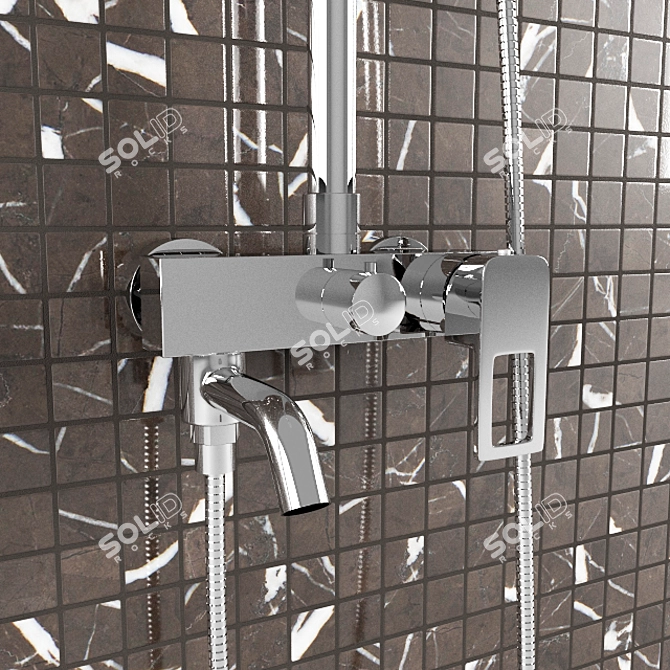 Luxurious Shower System with 250mm Stationary Watering 3D model image 3