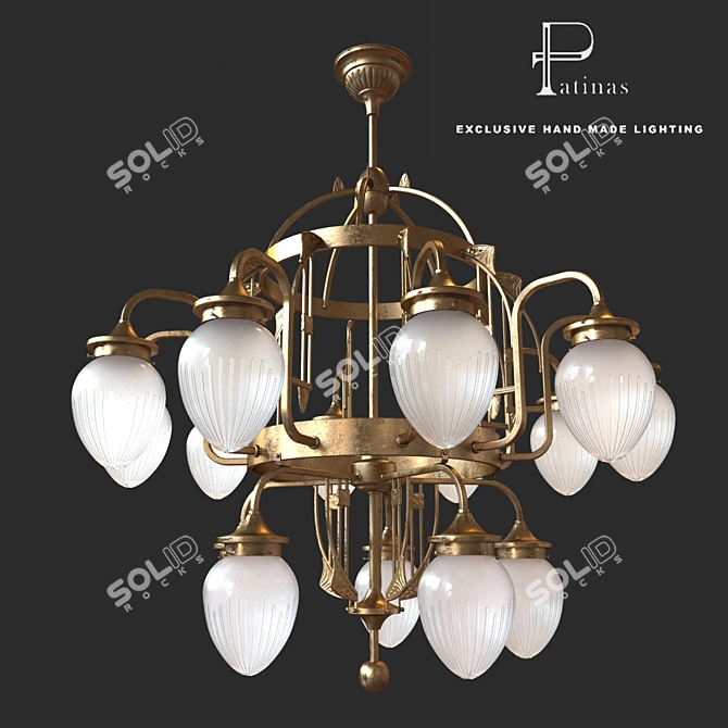 Golden Antique Cologne Chandelier 3D model image 1