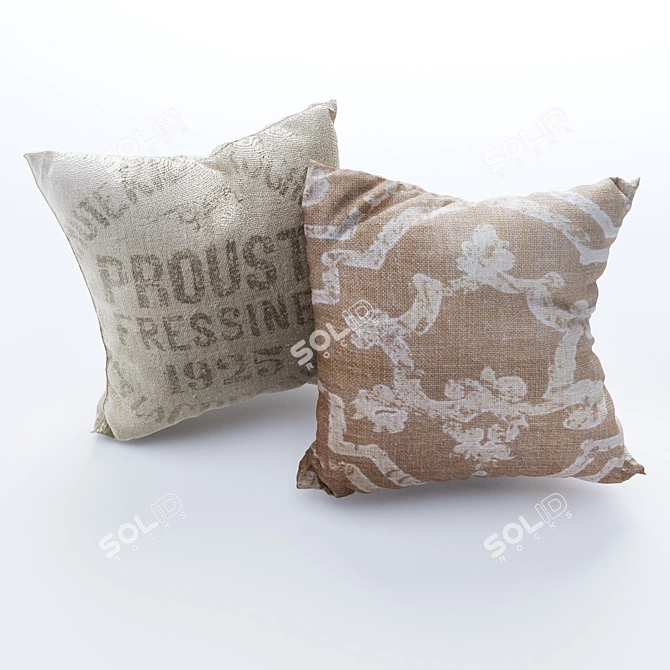 Luxe Textured RH Pillows 3D model image 1