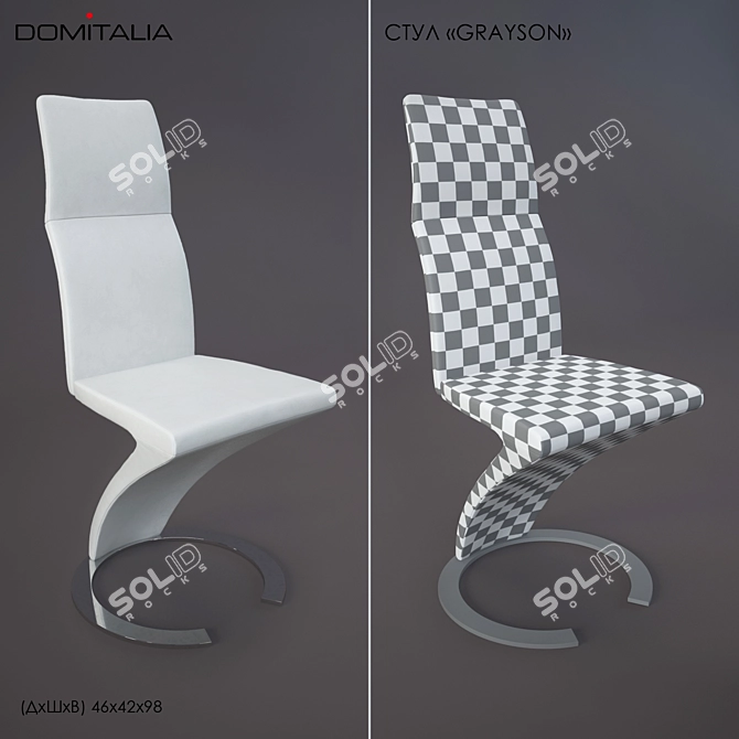 Luxurious Grayson Metal & Eco-Leather Chair 3D model image 1