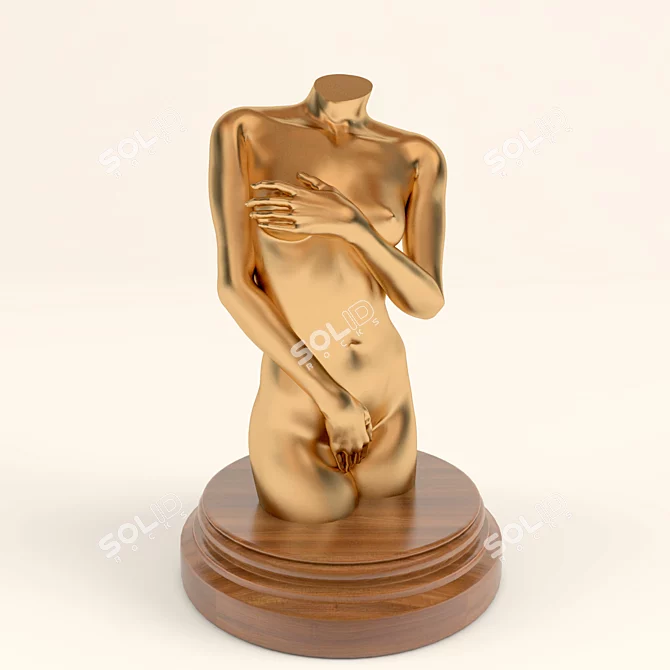 Golden Goddess Torso Statuette 3D model image 1