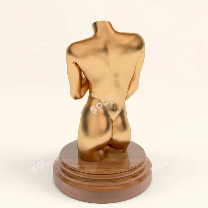 Golden Goddess Torso Statuette 3D model image 2