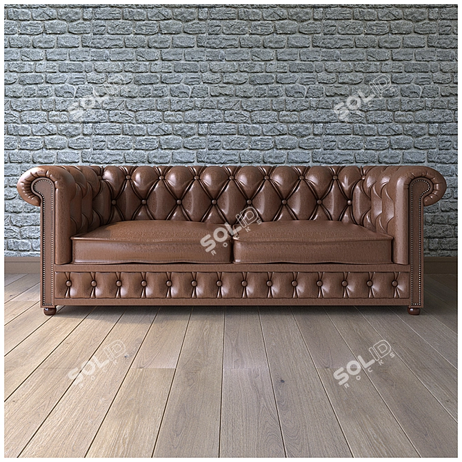 Elegant Chesterfield Sofa Set 3D model image 2