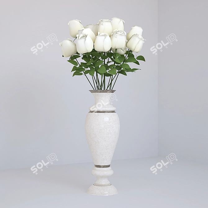 Elegant Rose Vase 3D model image 1