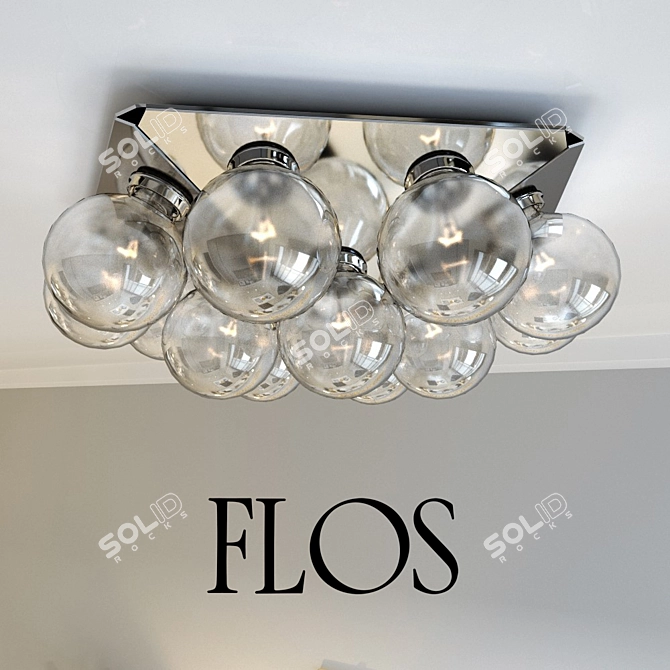 Contemporary Aluminum Ceiling Lamp 3D model image 1
