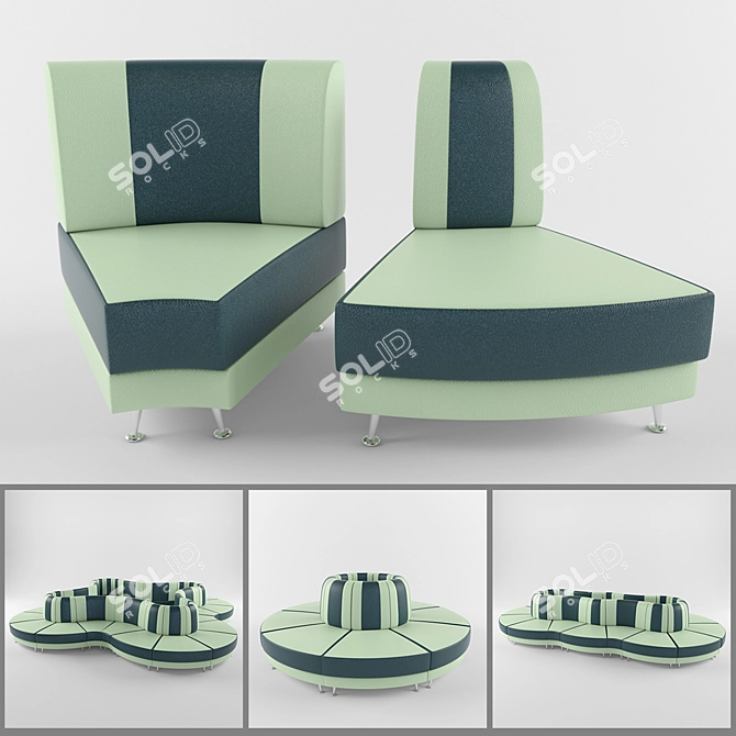 Modular Office Sofa Elements: Versatile and Stylish 3D model image 1