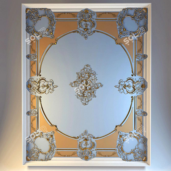 Elegant Stucco Ceiling Elements 3D model image 1