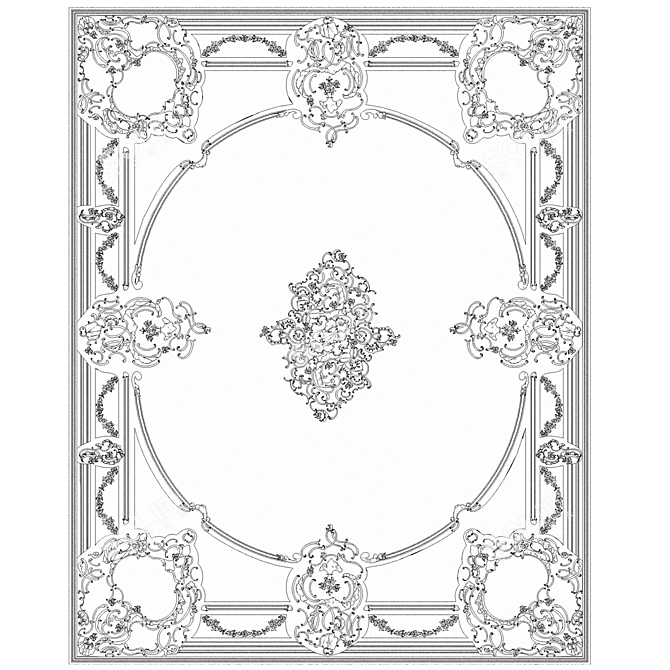 Elegant Stucco Ceiling Elements 3D model image 2