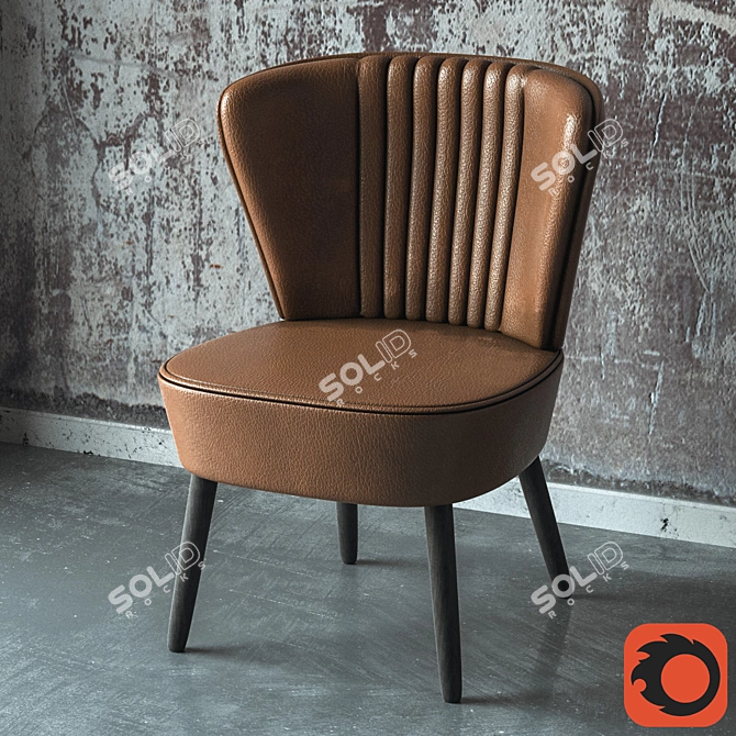 Elegant Leather Chair 3D model image 1