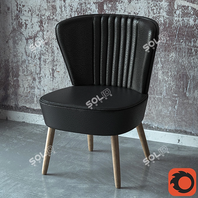 Elegant Leather Chair 3D model image 2