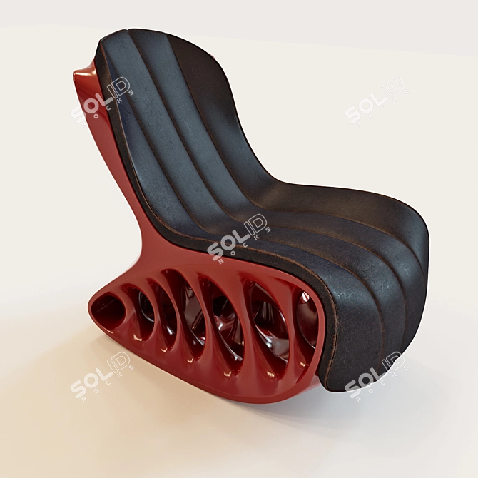 Vintage Leather Rocking Chair 3D model image 1