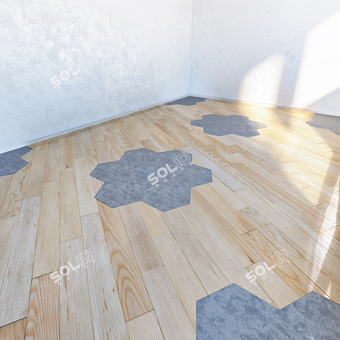 Sleek Wood Parquet Flooring 3D model image 1