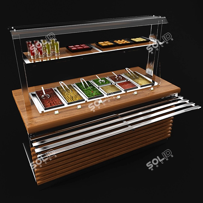 Double Tier Warmer Rack Stand 3D model image 1